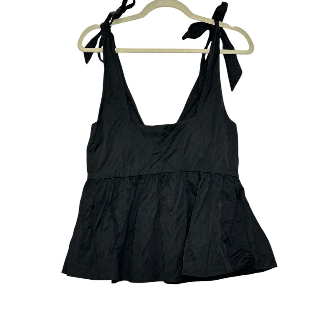 Brock Collection Black Ribes Peplum Tank Top | Size 8 - Picture 4 of 11